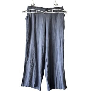 NEW Cable & Gage Folkstone Gray Pull On Linen Blend Wide Leg Pants Size L